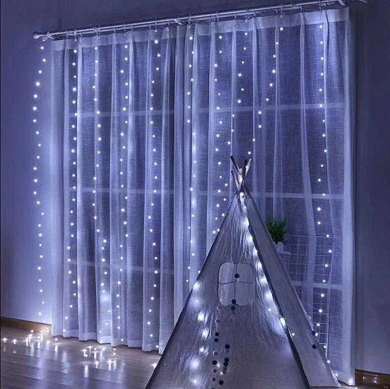 Гірлянда-штора на дроті Каплі Роси 200 LED 2x2 м Теплий білий (CRT-031W)