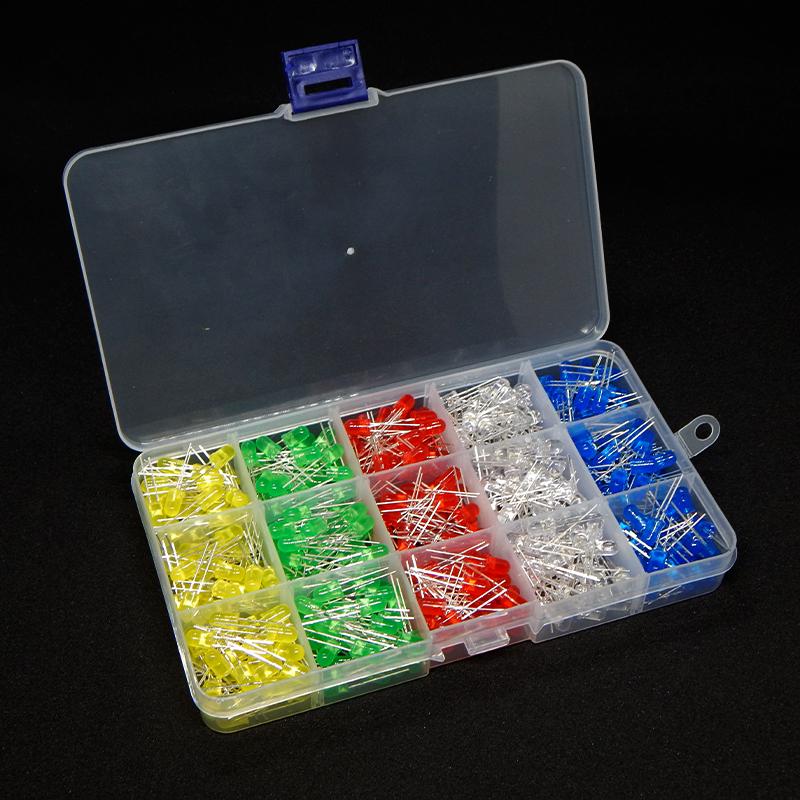 Набір LED світлодіодів 5 мм 5 кольорів ArduinoKit 500 шт