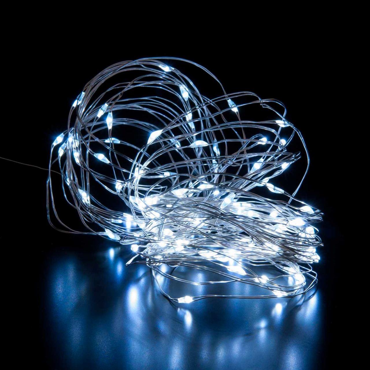 Гирлянда светодиодная нить роса 20 м на батарейках/USB Холодный белый (2417504272) - фото 1