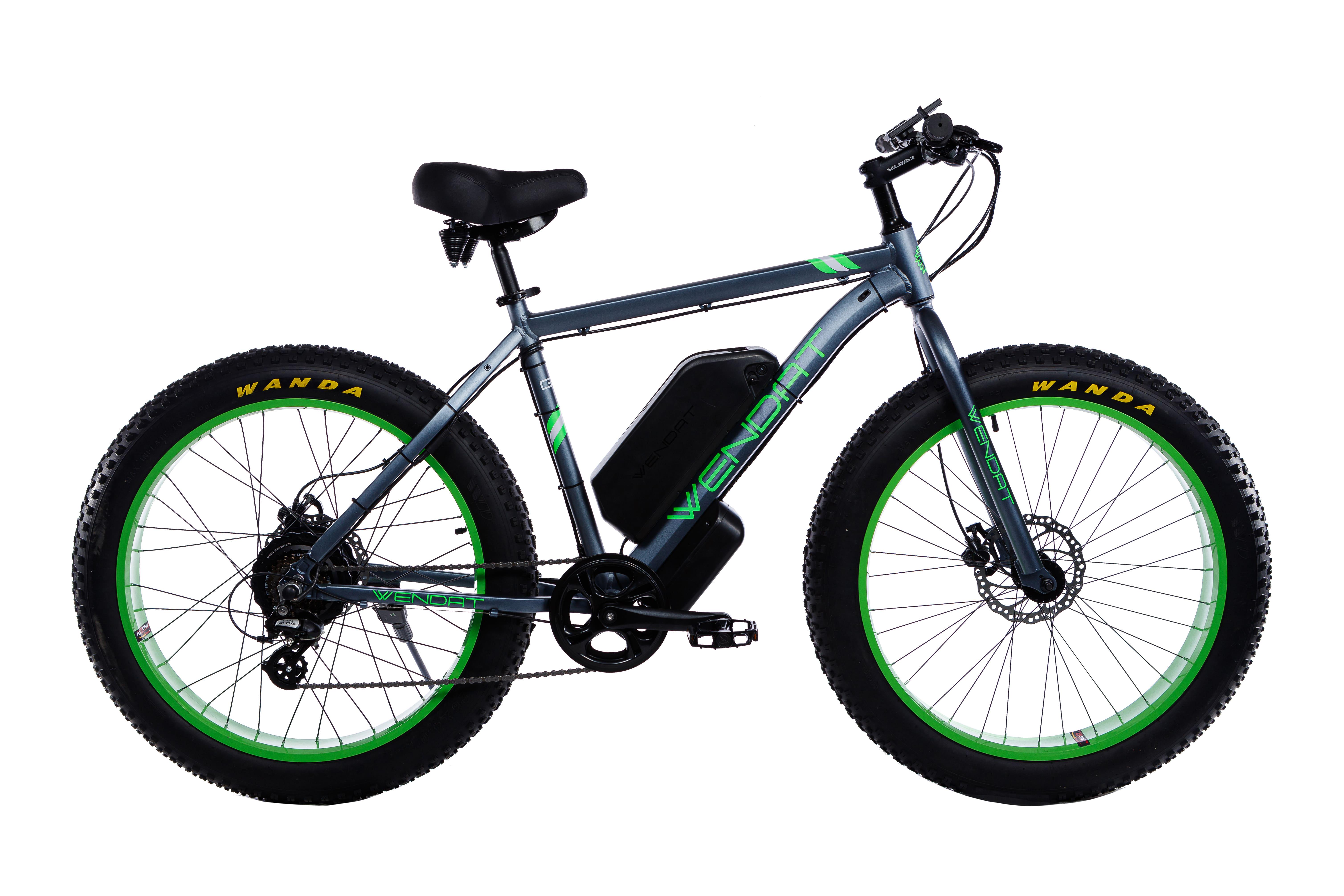 Електровелосипед WENDAT Fatbike з гідравлічними гальмами 48V/23 Ah/1500W Сіро-Зелений (FatWen-48v23Ah1500W-gray-green)