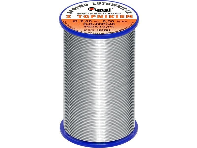 Припой Cynel Sn60Pb40-SW26 с флюсом 2,0 мм 500 г (1564846388)