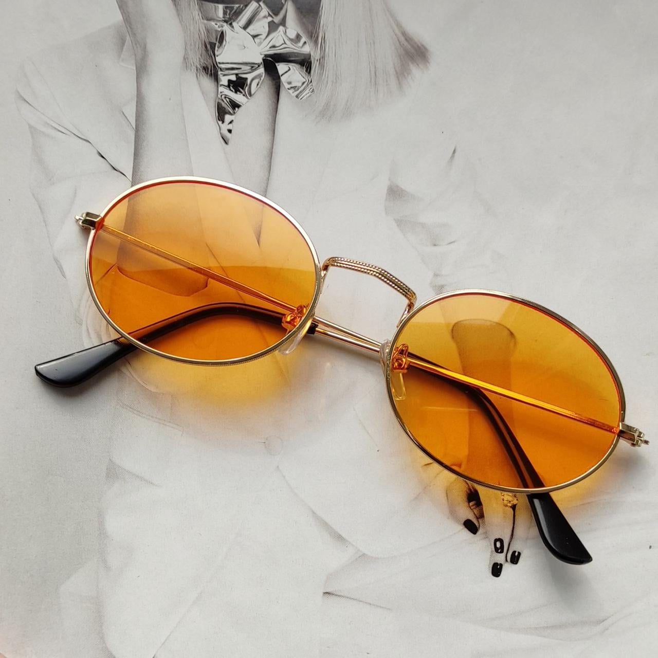 Солнцезащитные очки овальные с цветной линзой Оранжевый