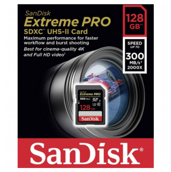 Карта памяти SanDisk Extreme Pro 128 Gb Class 10 UHS-I U3 V90 W260 Mb s R-300 Mb sSDSDXDK-128G-GN4IN (560981) - фото 2