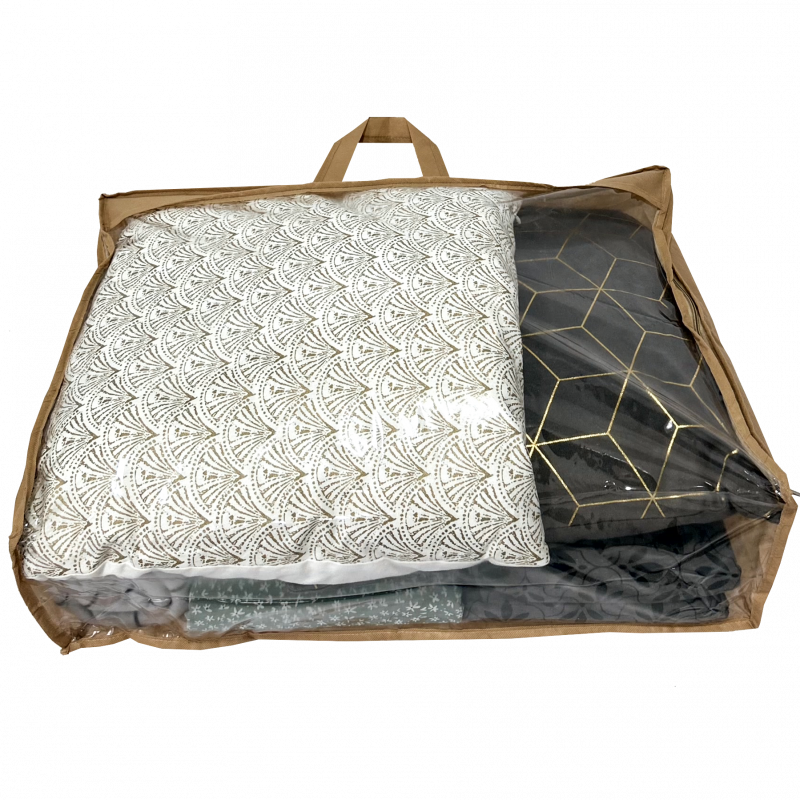 Сумка-чехол текстильная OGR185 для хранения вещей/пледов/одеял на молнии M 65х45х20 см Бежевый