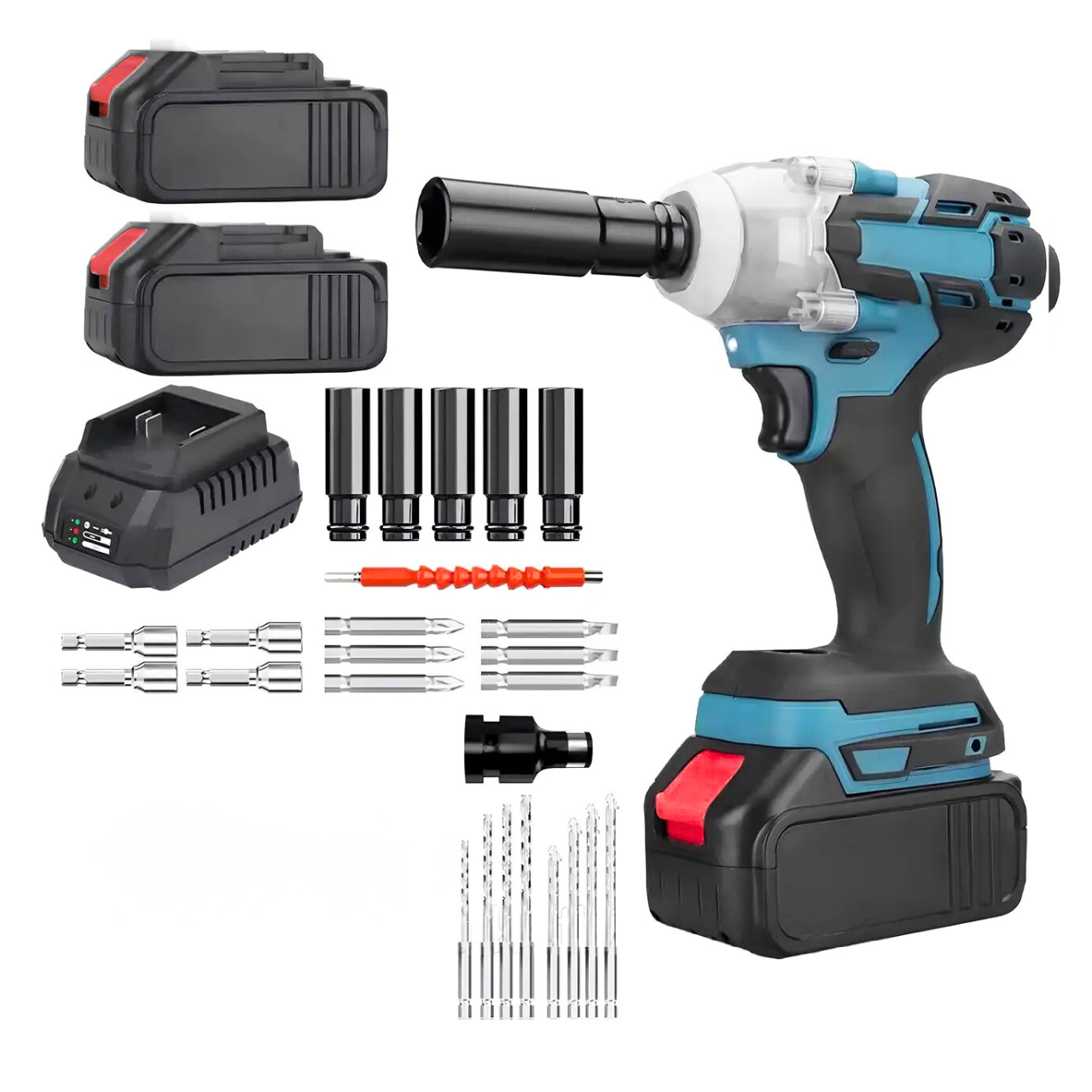 Гайковерт акумуляторний ударний з індикацією заряду 360 Н.М кейс/2 АКБ Блакитний (5611376632)