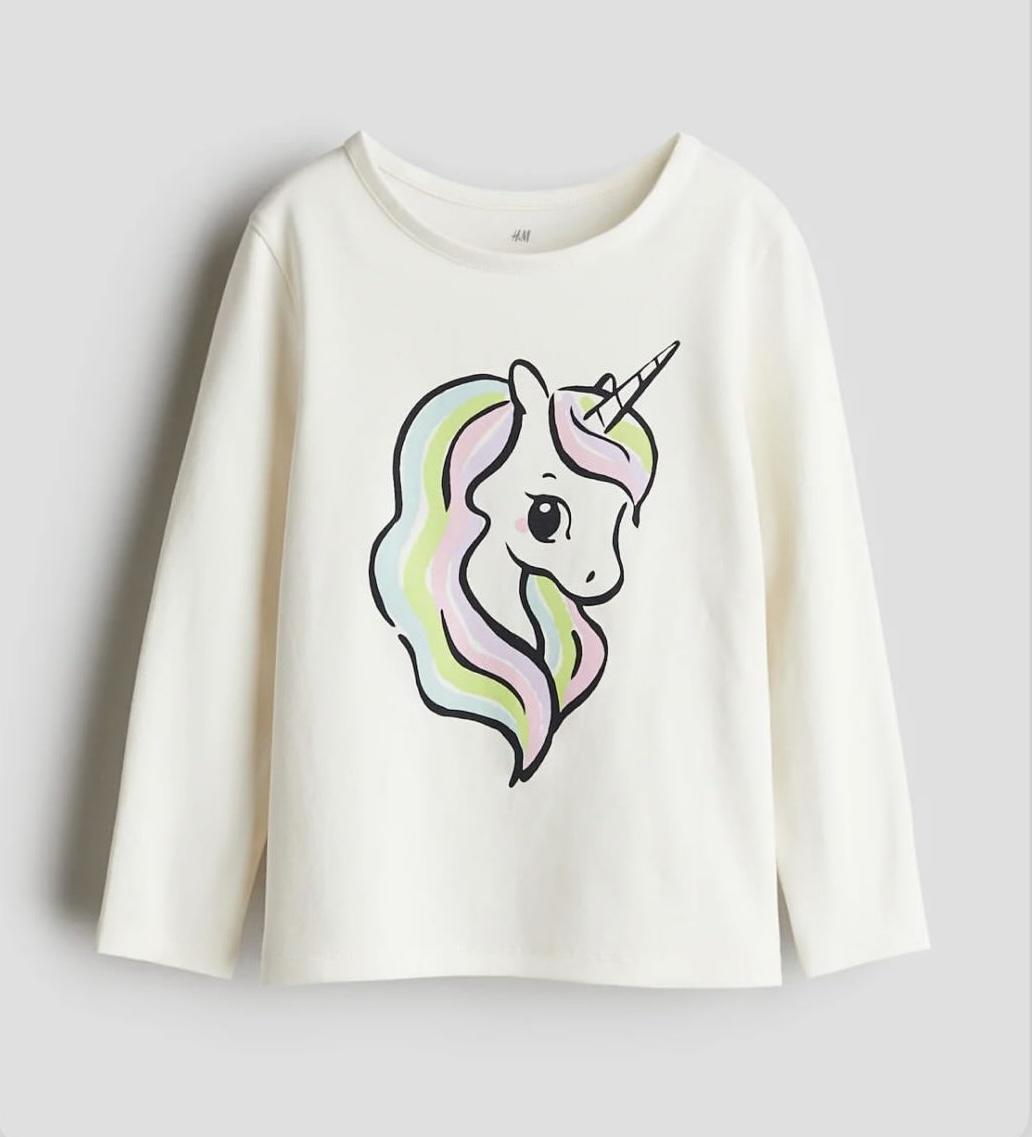 Лонгслив для девочки H&M 98-104 см Белый (008432)