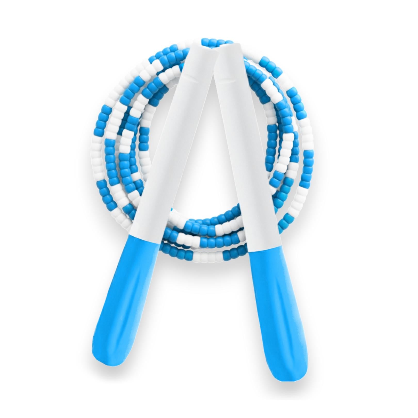 Скакалка бисерная EasyFit FreeRope 2,7 м Белый/Голубой