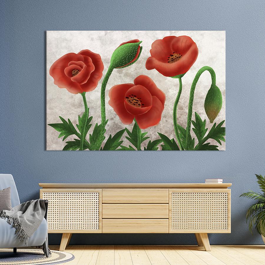 Картина на холсте Алые маки 122x81 см (968-1)