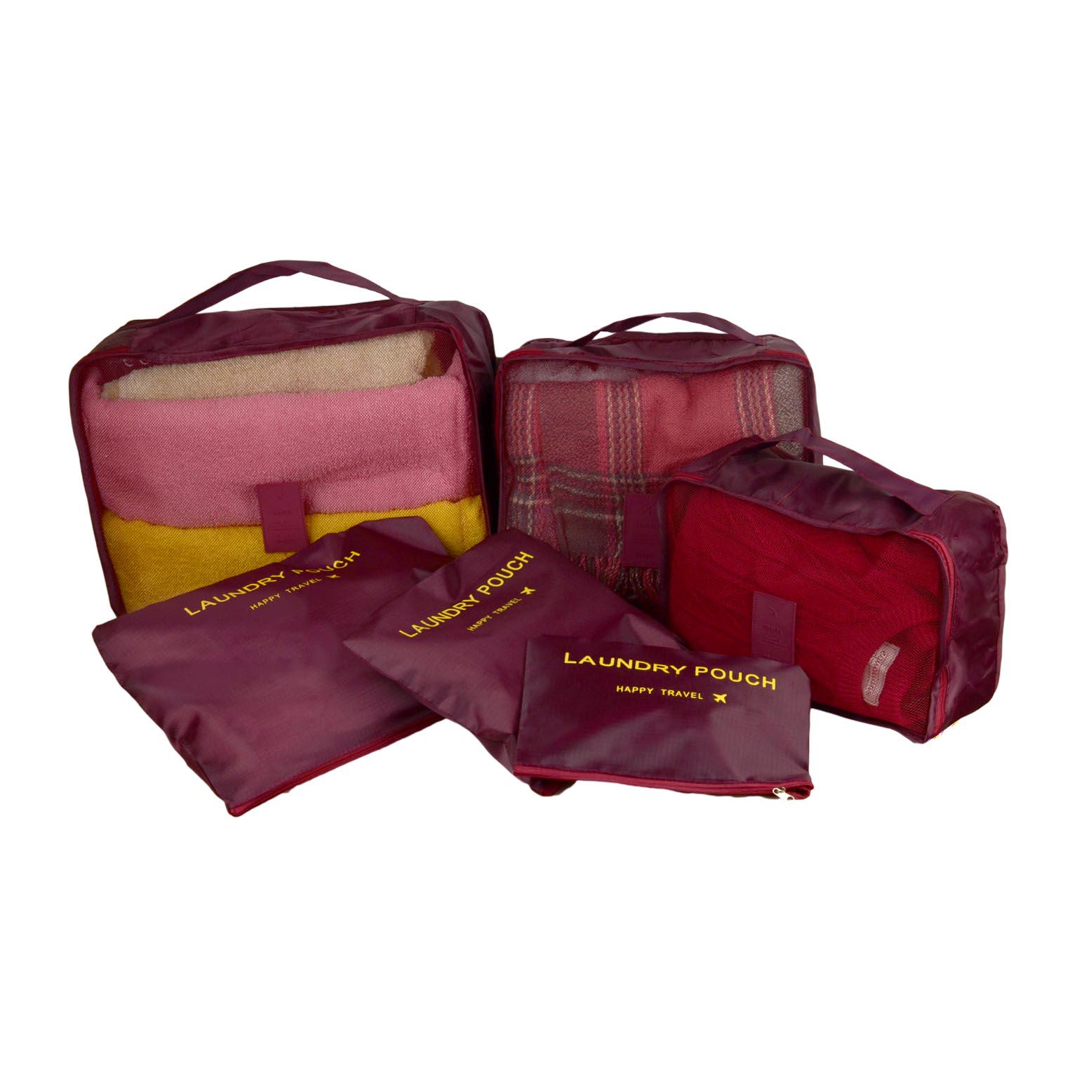 Набір органайзерів для подорожей та дому 6в1 нейлон водовідштовхувальний Бордовий (КДО-15-6) - фото 4 Набір органайзерів для подорожей та дому 6в1 нейлон водовідштовхувальний Бордовий (КДО-15-6) - фото 4