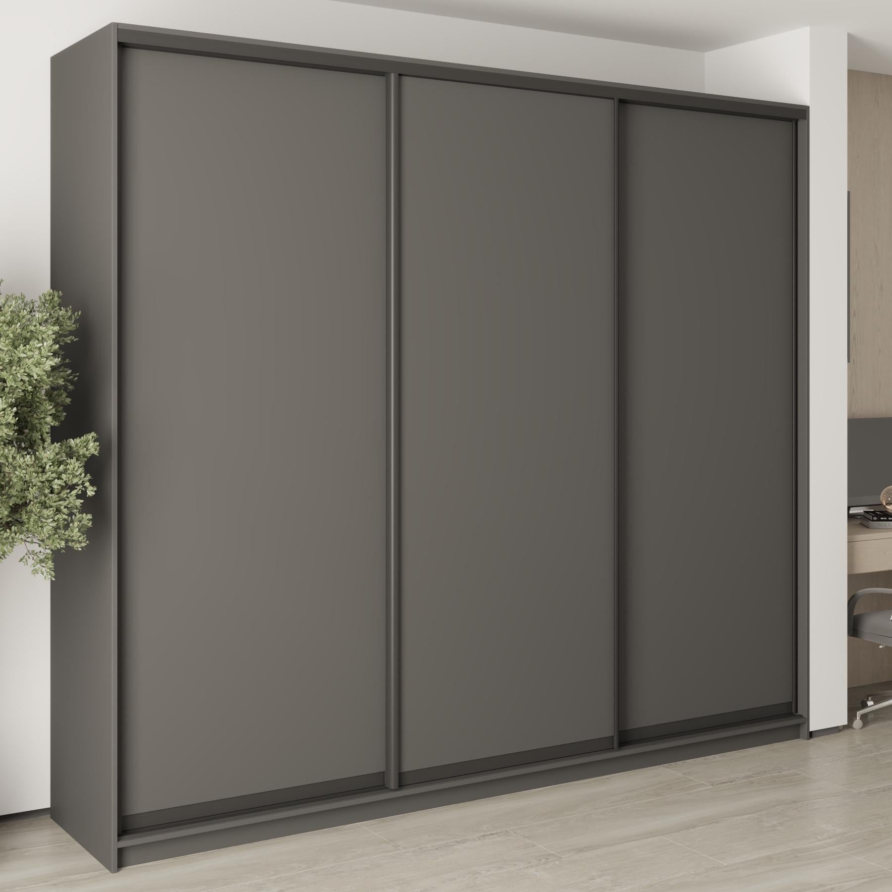 Шафа-купе тридверна MebelStar Комбо BG 3 ДСП 270x60x240 см Антрацит (MBS-9447)
