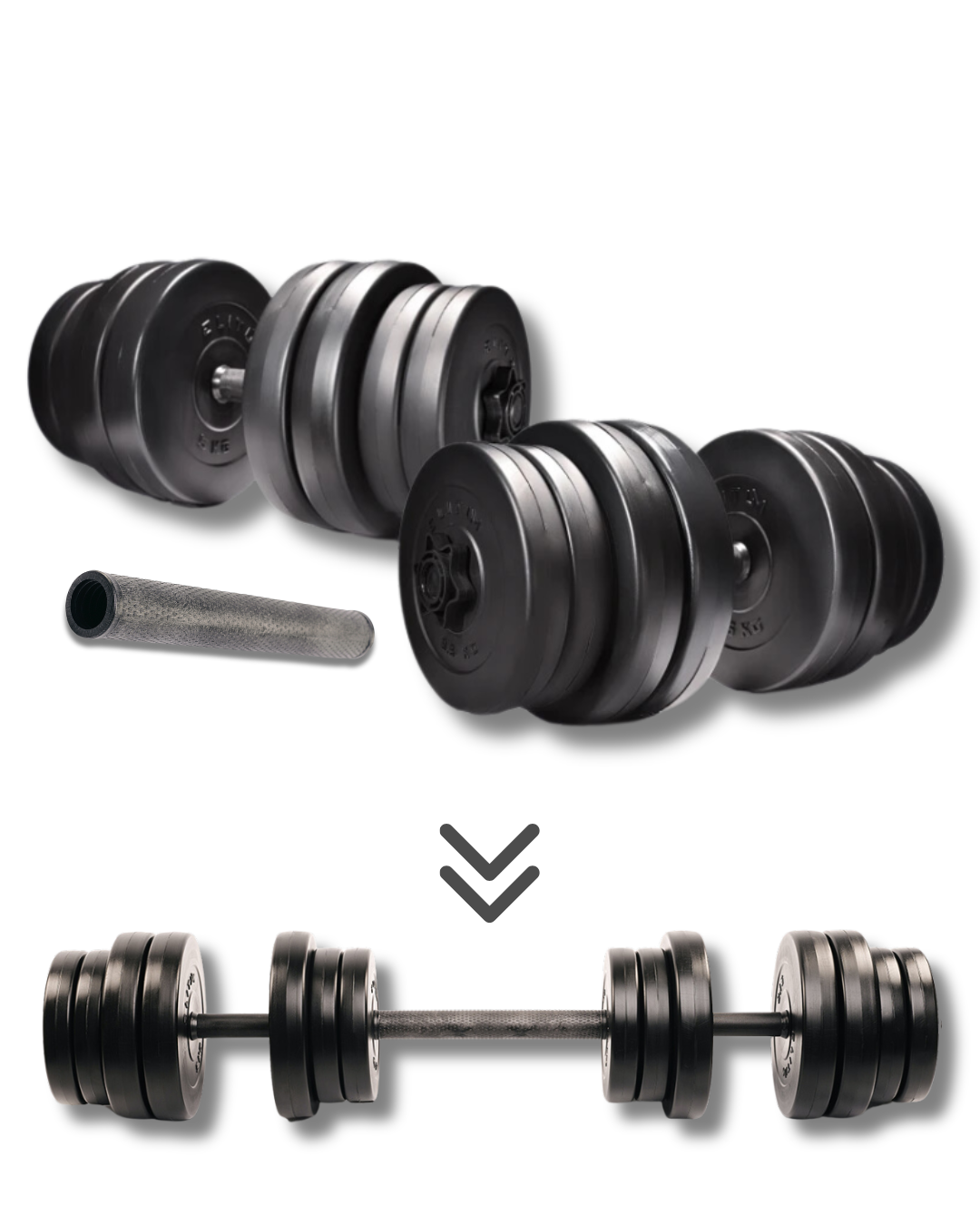 Гантелі Elitum 2 шт. 31 кг з подовжувачем грифа для штанги (4672) - фото 1