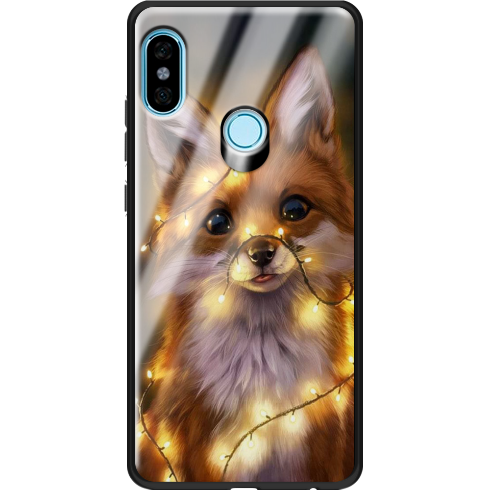 Чехол BoxFace Xiaomi Redmi Note 5 / Note 5 Pro Рождественская лиса Черный силикон со стеклом (32971-up2399-37747)