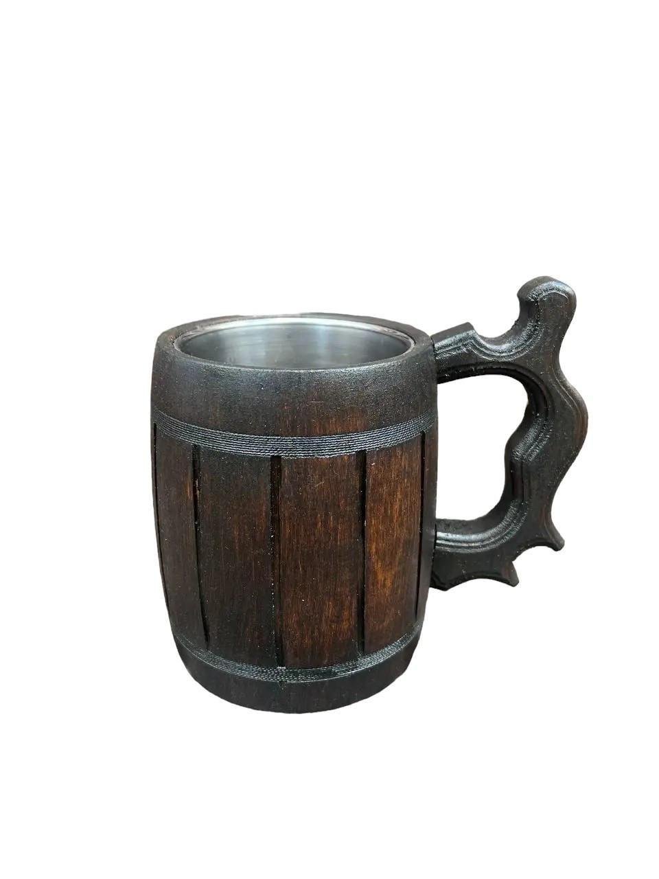 Пивний кухоль дубовий з металом 0,5 л темний (1983483367) Пивний кухоль дубовий з металом 0,5 л темний (1983483367)