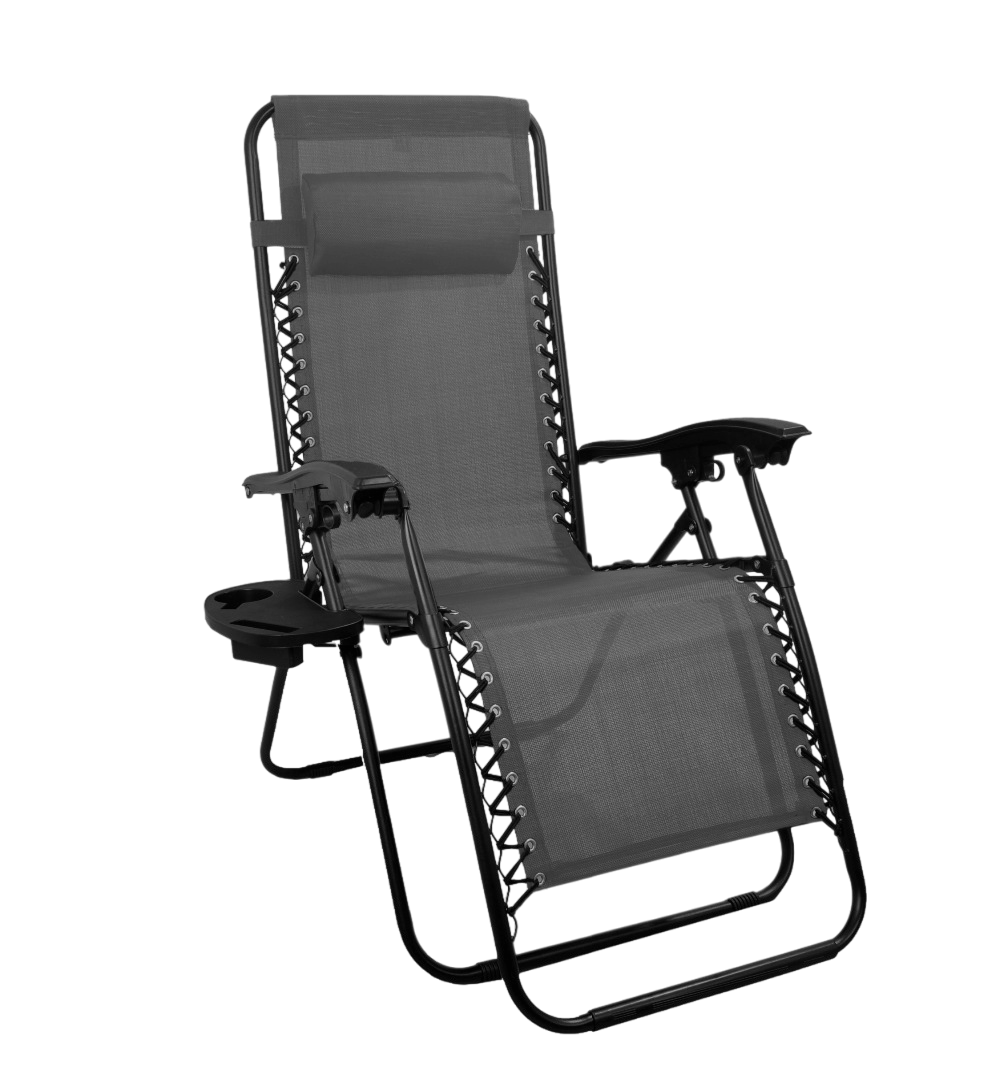 Шезлонг садовый Zero Gravity с подстаканником 4Points Flex до 120 кг Серый (DA-4PFG)