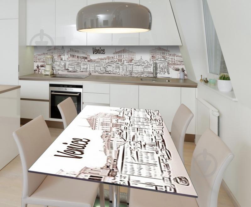 Наклейка 3Д виниловая на стол Zatarga «Венеция в скетчах» 600х1200 мм для домов, квартир, столов, кофейн, кафе
