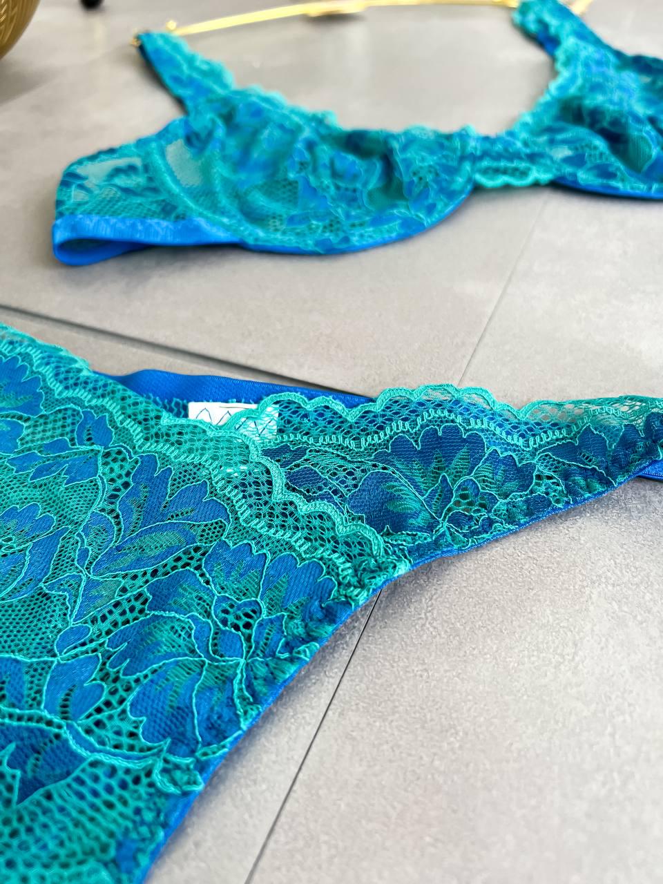 Комплект нижнего белья кружевной M Бирюзовый (DO2219) - фото 9 Комплект нижнего белья кружевной M Бирюзовый (DO2219) - фото 9