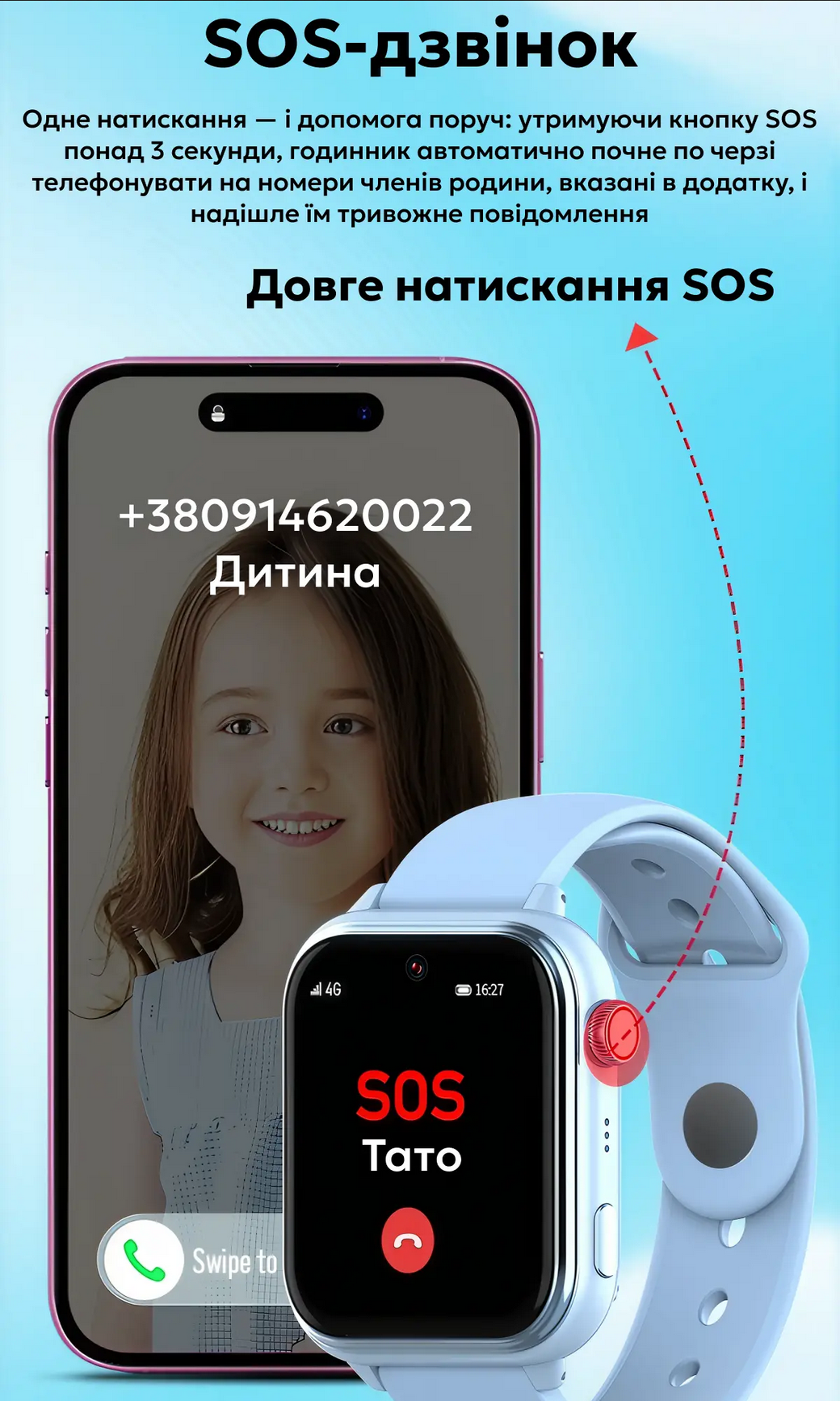 Смарт-годинник з GPS для дітей Wonlex KT37 8GB Blue — фото 4