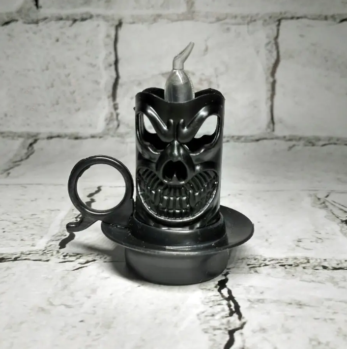 Свеча электронная LED Череп Хэллоуин 6х4,5 см Черный (Н4-5-12)