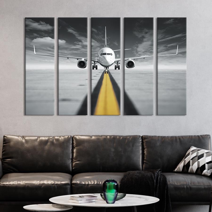 Картина модульная з 5 частей Огромный самолёт на взлёте M 87x50 см (109-51)