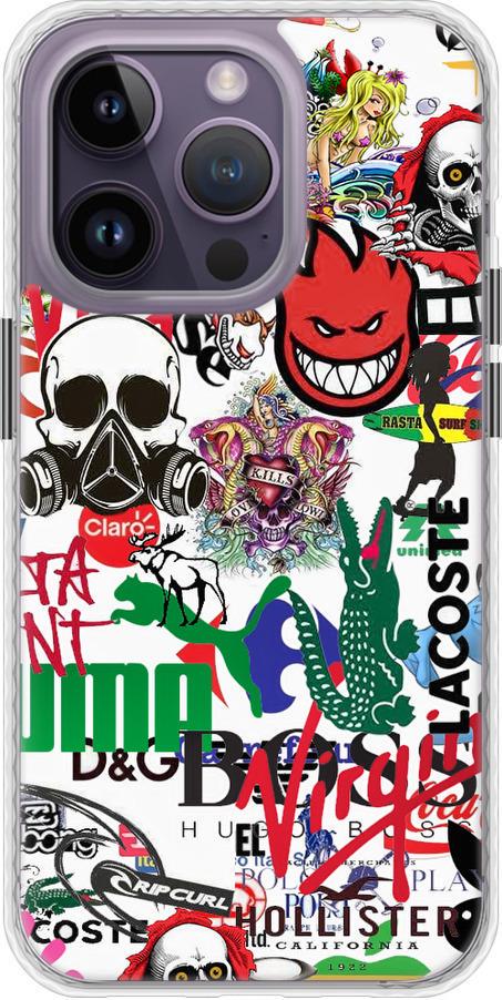 Чехол на iPhone 14 Pro Max Many different logos (4022pc-2667-42517)