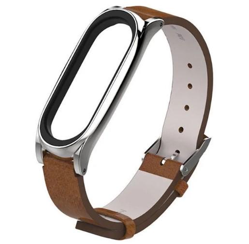 Шкіряний ремінець Primo Mijobs для фітнес-браслету Xiaomi Mi Smart Band 5 Brown/Silver (1270594886)