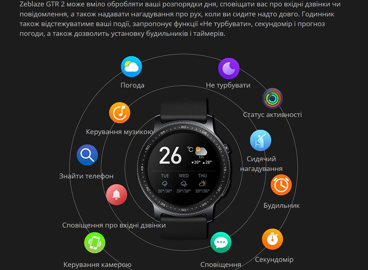 Смарт-годинник жіночий Zeblaze GTR 2 Gold (10454824) - фото 14 Смарт-годинник жіночий Zeblaze GTR 2 Gold (10454824) - фото 14