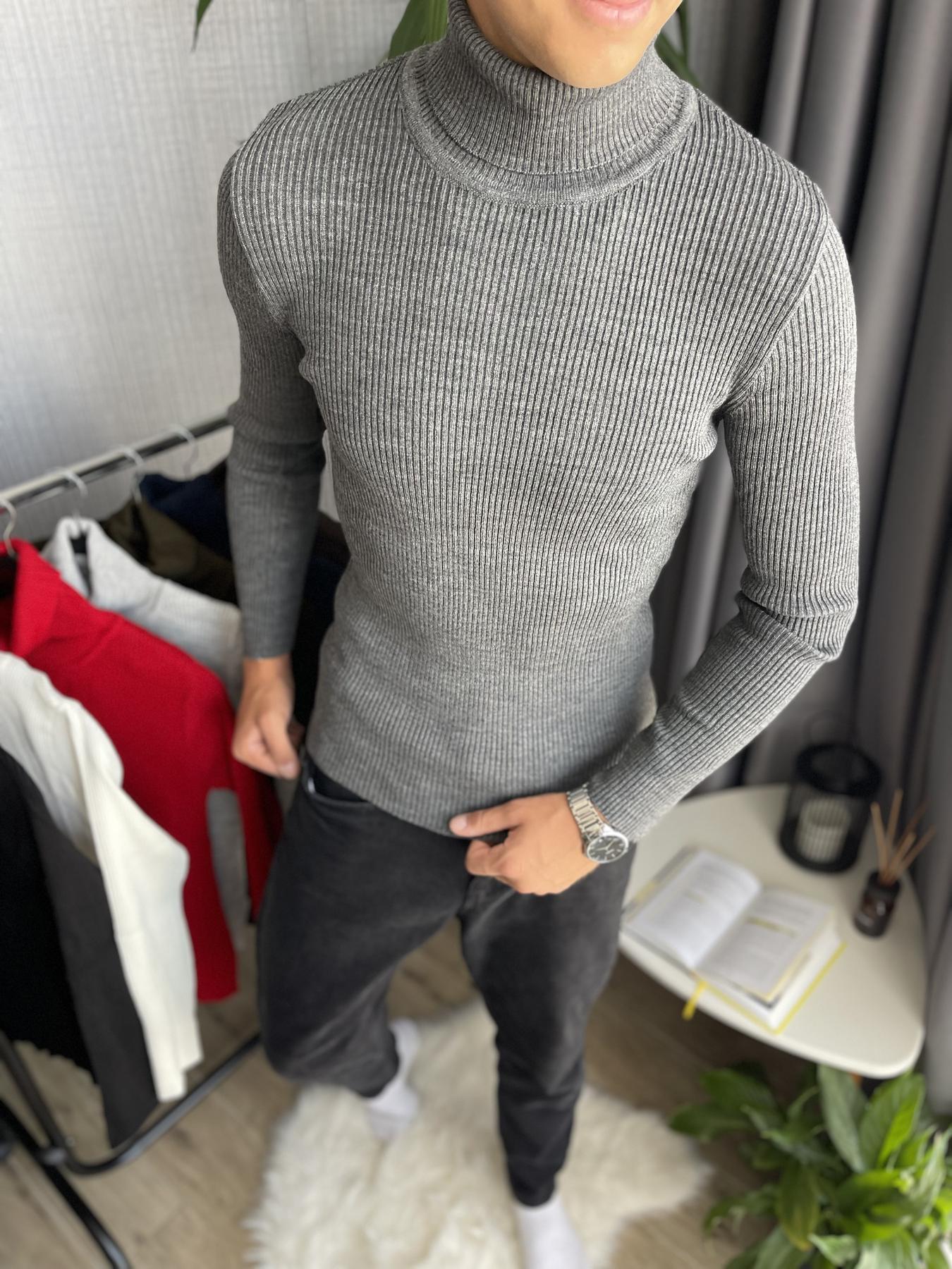 Гольф мужской с высокой горловиной в рубчик L Графит (26535/2/2) - фото 7 Гольф мужской с высокой горловиной в рубчик L Графит (26535/2/2) - фото 7