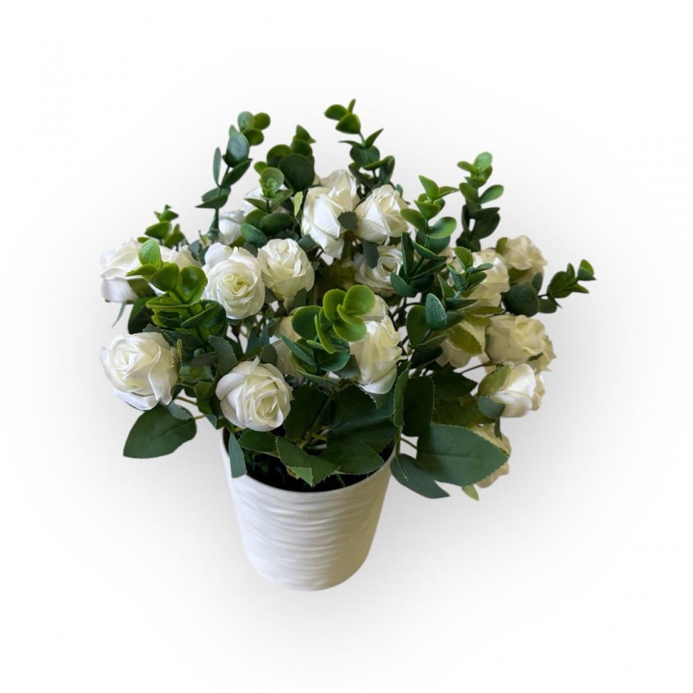 Букет розы малой в кашпо ПЛАСТМАКС Белый (R0301) Букет розы малой в кашпо ПЛАСТМАКС Белый (R0301)