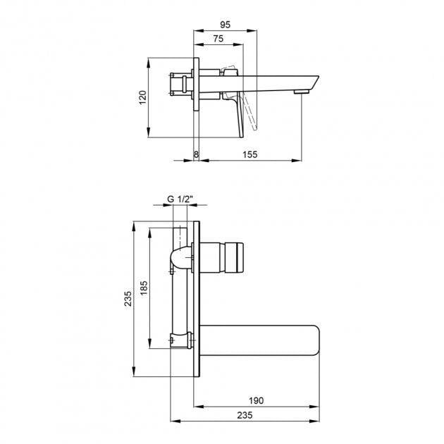Змішувач Qtap Náměstí 1125102C для умивальника зі стіни - фото 2