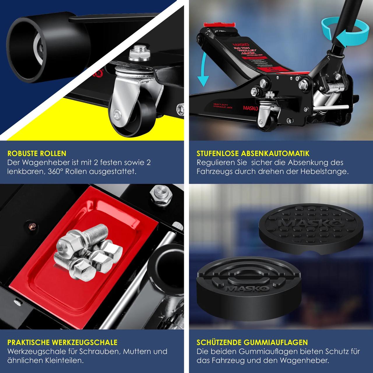 Домкрат гидравлический автомобильный MASKO с маневровым домкратом 3 т Черный - фото 4 Домкрат гидравлический автомобильный MASKO с маневровым домкратом 3 т Черный - фото 4