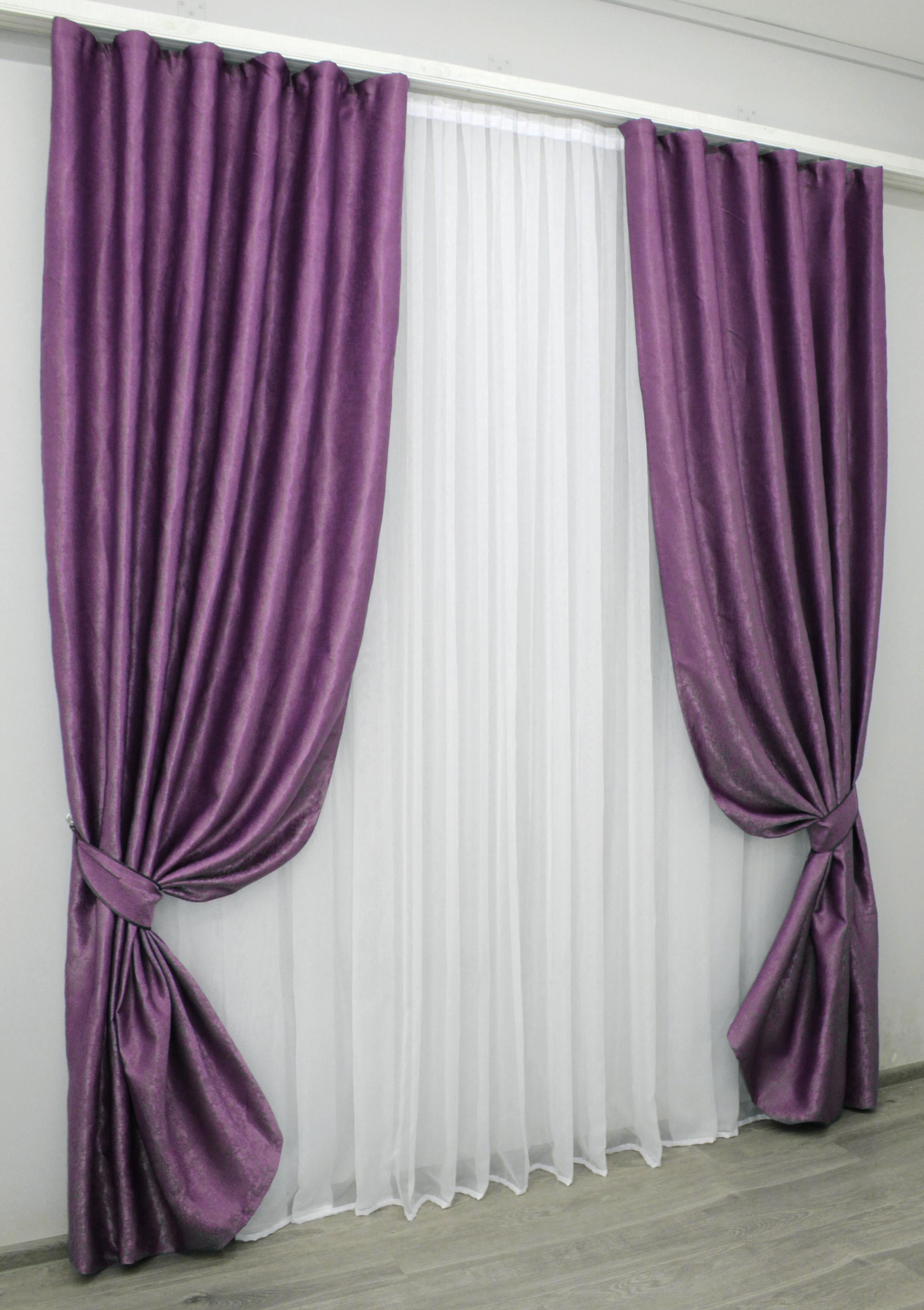 Комплект штор VR-Textil Софт №129ш 100х270 см 2 шт. Фиолетовый (31-278)