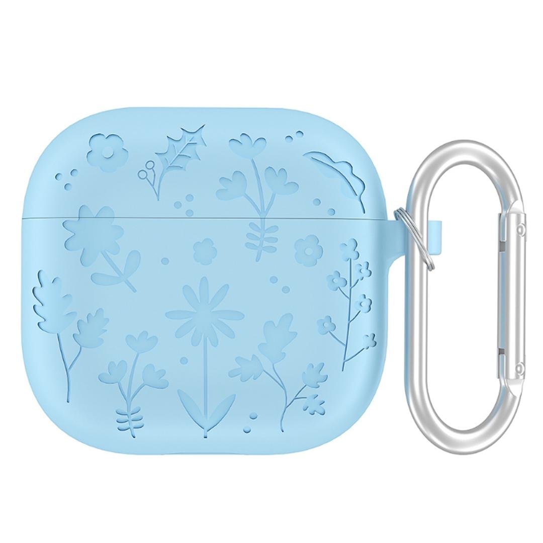 Чехол для наушников Flowers HMU для Apple Airpods 4 силиконовый Light Blue (ECR_8993) - фото 1