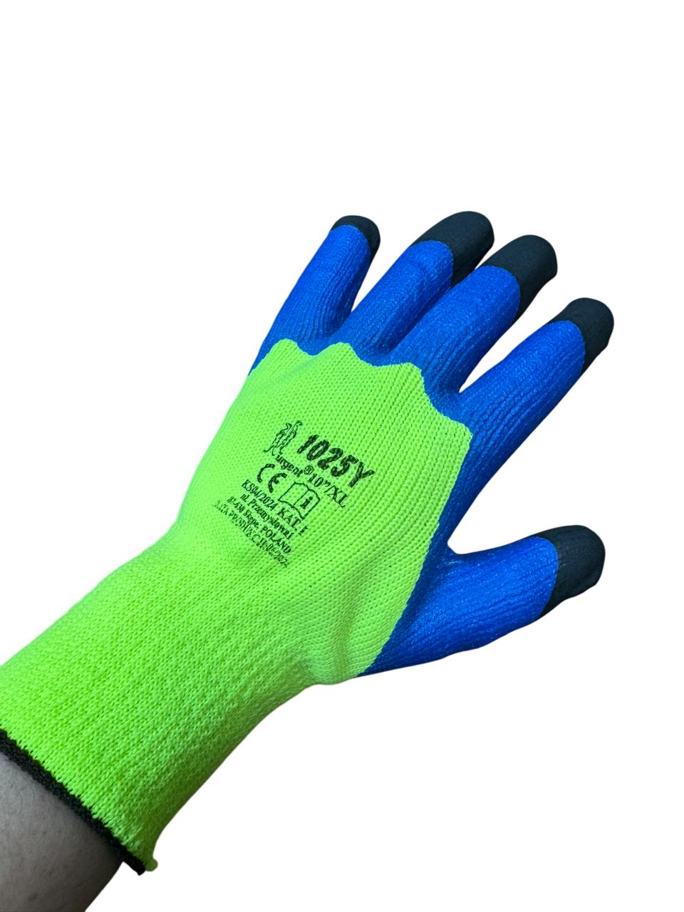 Перчатки пена 1025Y двойной облив Салатово-синий