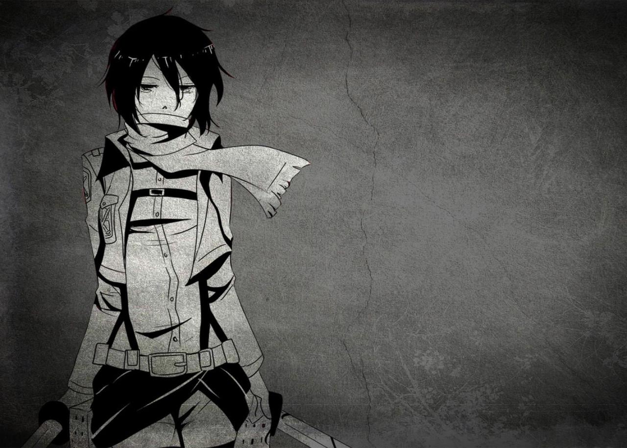 Картина постер Gee! Attack on Titan Атака титанів 60x40 см Чорно-білий AT 09.095