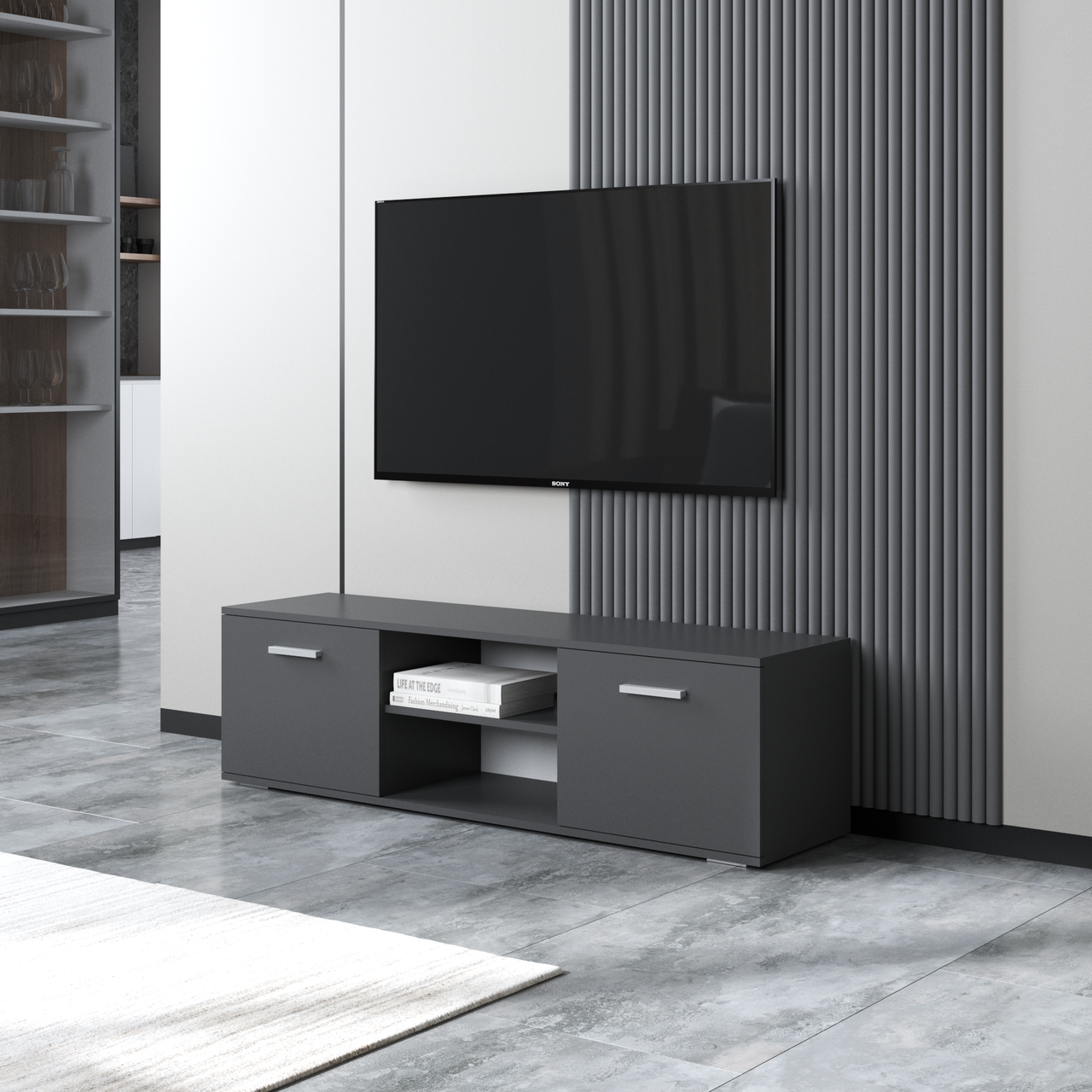 Тумба под телевизор Вайс M-106 1400х400х361 мм Антрацит (30658681) Тумба под телевизор Вайс M-106 1400х400х361 мм Антрацит (30658681)