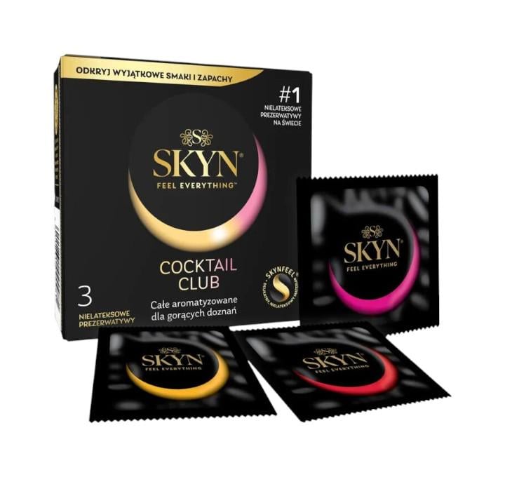 Презервативи SKYN Cocktail Club з ароматами коктейлів №3 Pina Colada Cherry Sunrise Passion Daiquiri