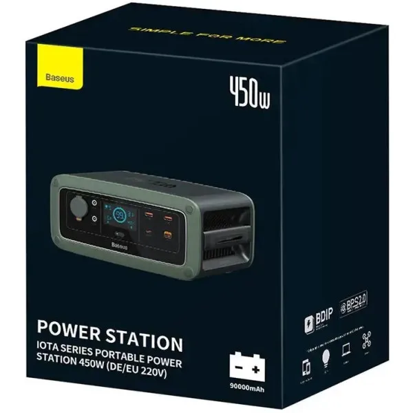 Зарядная станция портативная BASEUS ioTa Series Portable Power Station 450W DE/EU 220V Cold PPYT010206 Green (2121537743) - фото 5