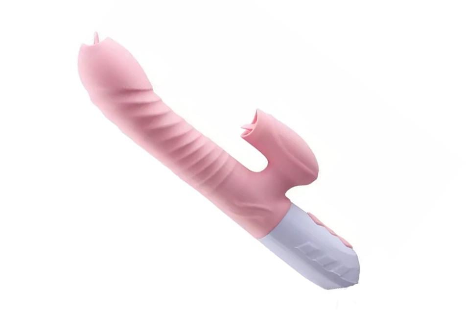 Вибратор двойной с телескопическими движениями и обогревом USB Розовый (pink_JP31)