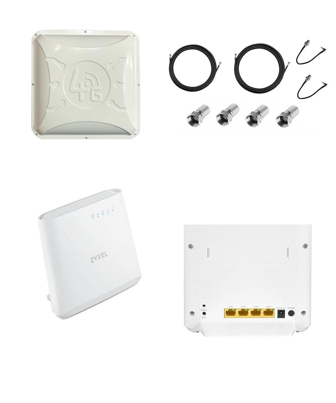 Комплект для 4G интернета антенна Runbit ALTA и WiFi роутер Zyxel LTE 3202-M430 (V3G10)