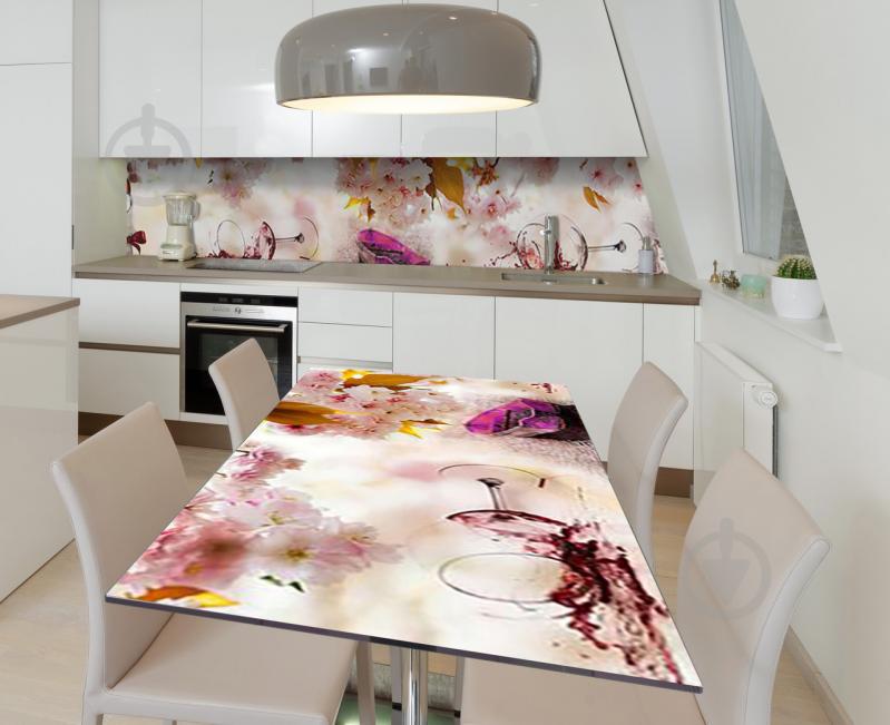 Наклейка 3Д вінілова на стіл Zatarga «Пролите вино» 600х1200 мм для будинків, квартир, столів, кафе