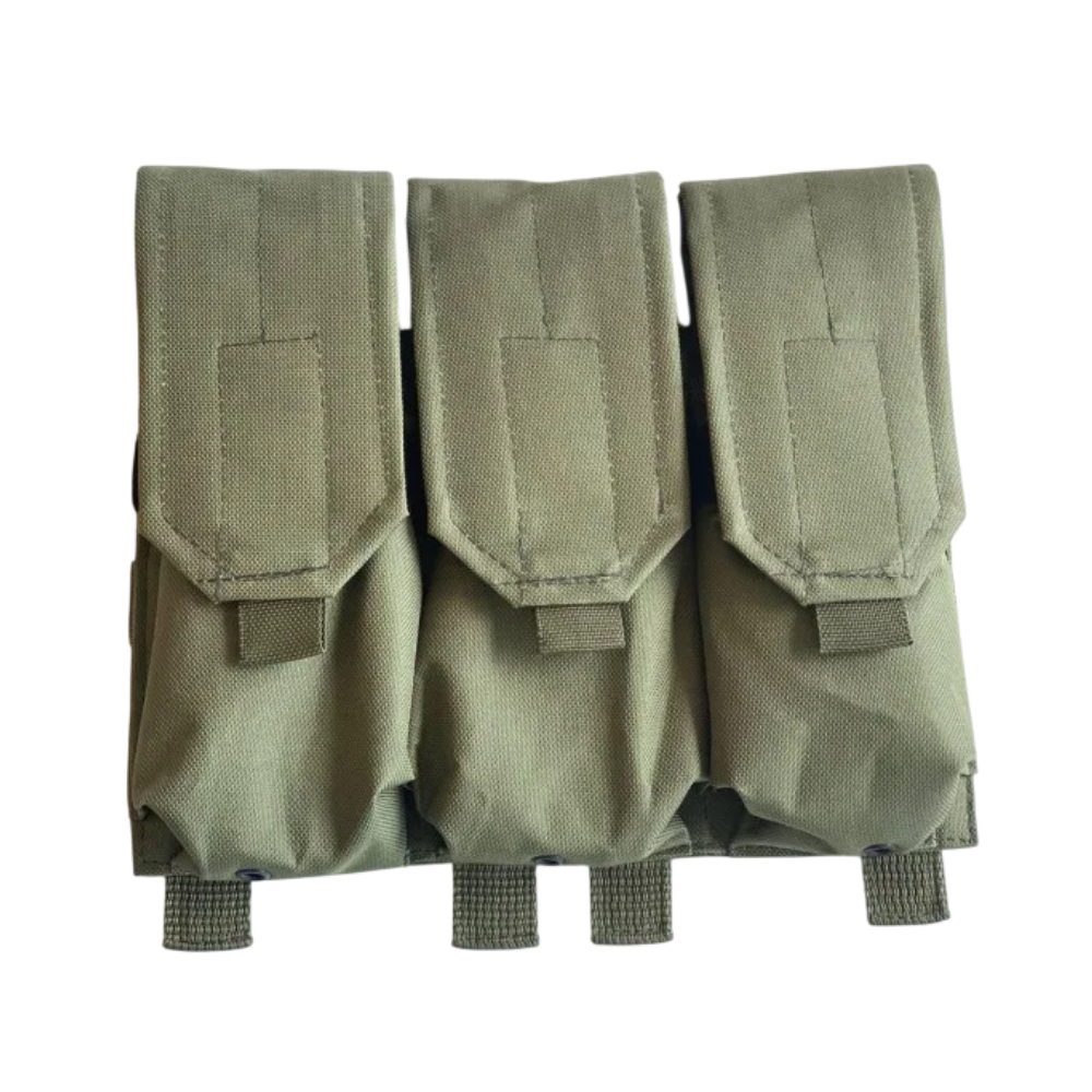 Подсумок тройной для магазинов АК закрыт с MOLLE Оливковый