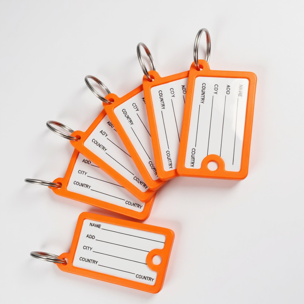 Бирки для ключей брелоки с бумажной вставкой металлическим кольцом пластиковые 10 шт. Оранжевый (98_2_10_4C) - фото 1 Бирки для ключей брелоки с бумажной вставкой металлическим кольцом пластиковые 10 шт. Оранжевый (98_2_10_4C) - фото 1