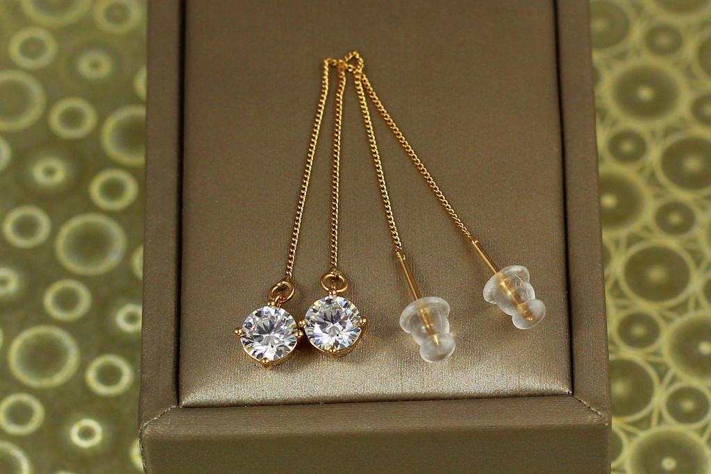 Серьги продевки Xuping Jewelry камешки 8,5 см Золотистый (2357900597)