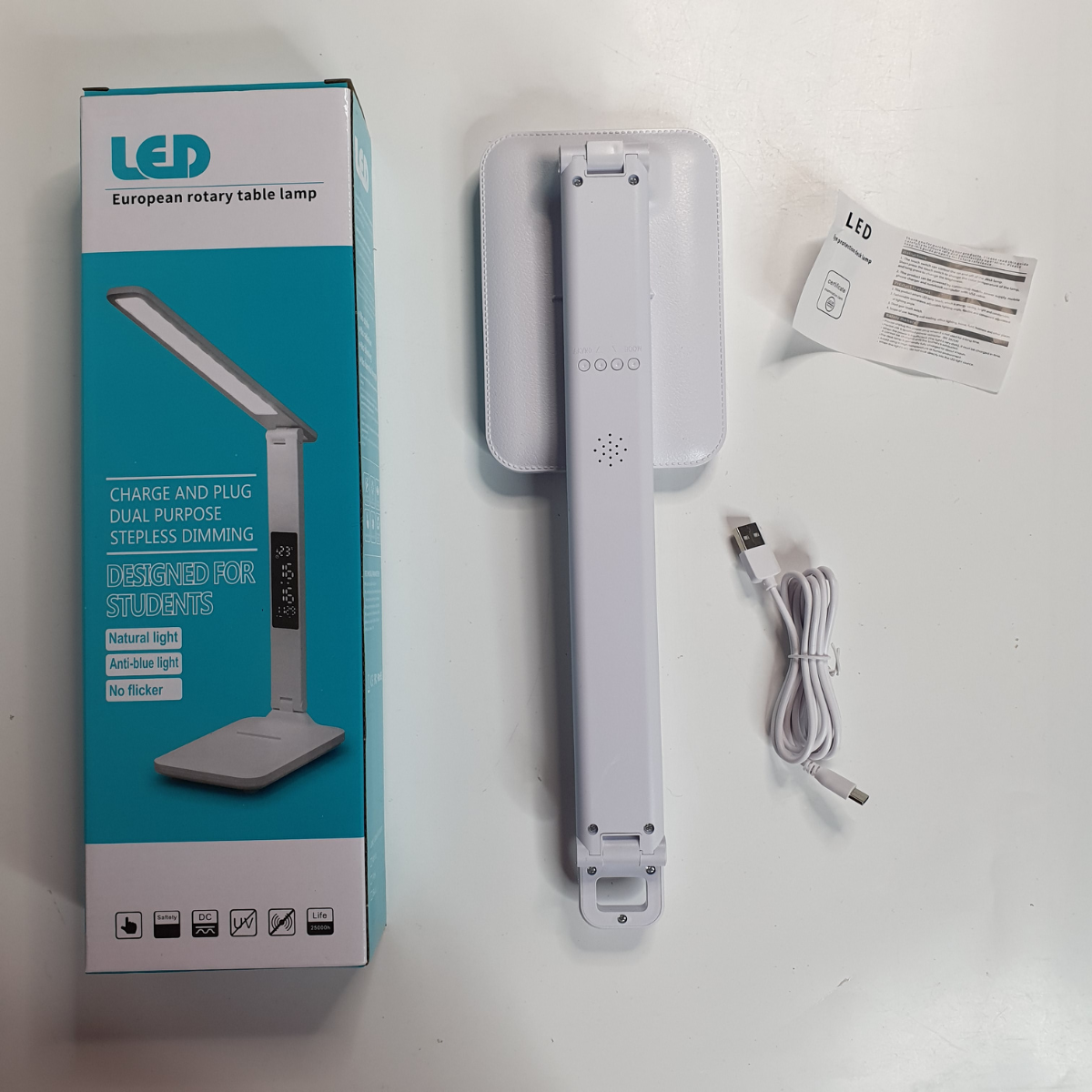Настільна лампа LED від USB з дисплеєм Білий (LHA-014-White) - фото 2