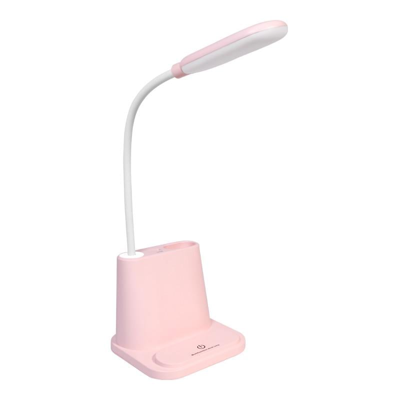 Настільна світлодіодна лампа SUNROZ акумуляторна з органайзером 3в1 USB LED 1200mAh Рожевий (SUN4741)