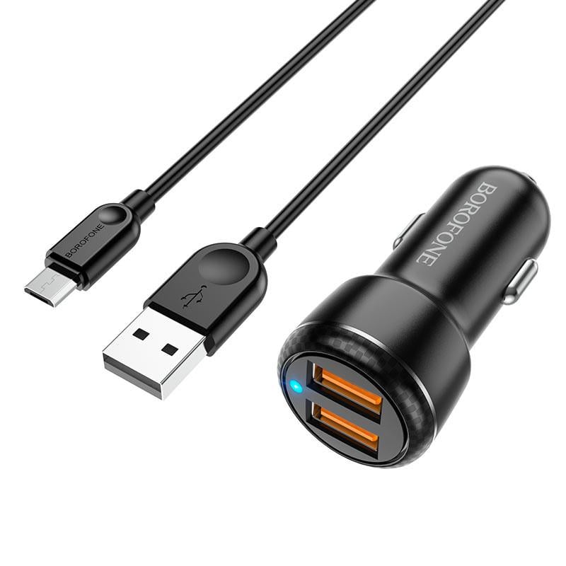 Автомобильное зарядное устройство Borofone BZ17 QC3.0 2USB/3A Black - фото 2