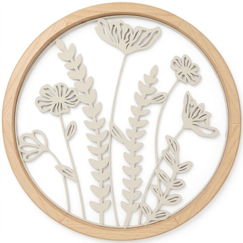 Декор настенный Home Accents круглый деревянный с цветочным узором
