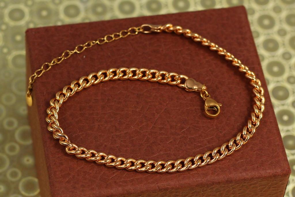 Браслет на ногу Xuping Jewelry Гурмета панцирный 23 см 1 мм удлинитель 5 см Золотистый (2405120088)