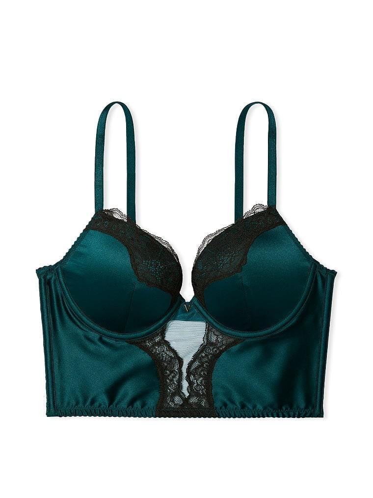 Корсет-бюст'є Victoria's Secret Bombshell Add-2-Cups Push-Up Corset Top подвійний пуш-ап 34B Темно-зелений - фото 1