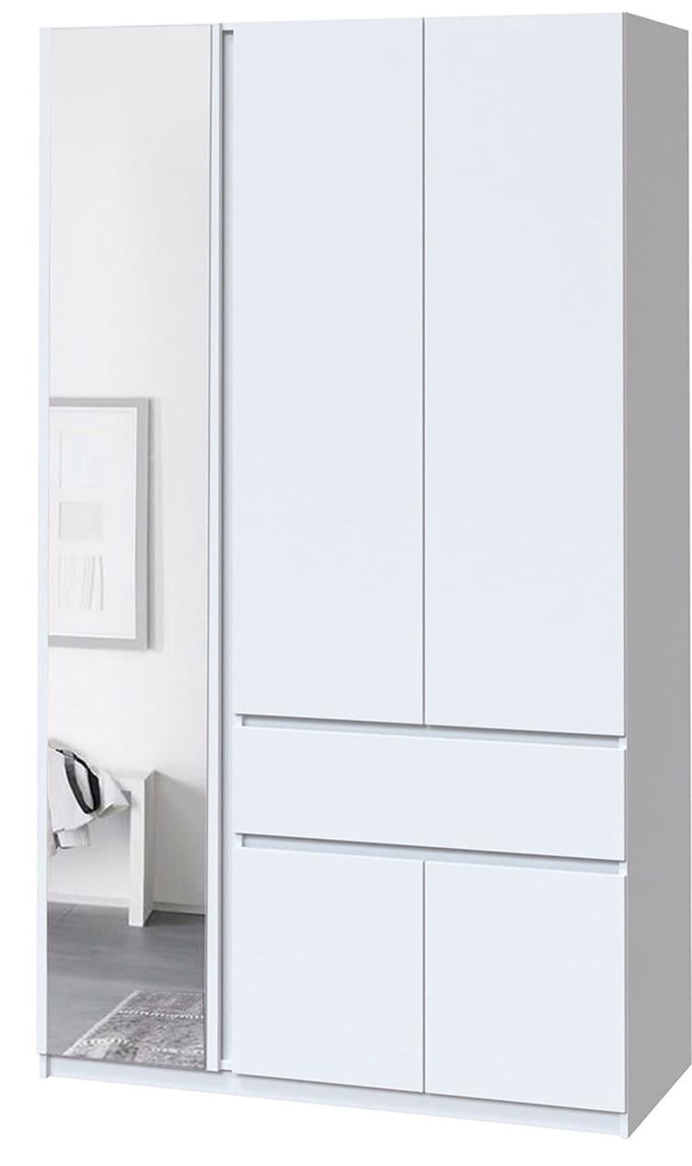 Шкаф для одежды без ручек с полками и ящиком из ЛДСП 1221х2000х520 мм Белый (20478) Шкаф для одежды без ручек с полками и ящиком из ЛДСП 1221х2000х520 мм Белый (20478)